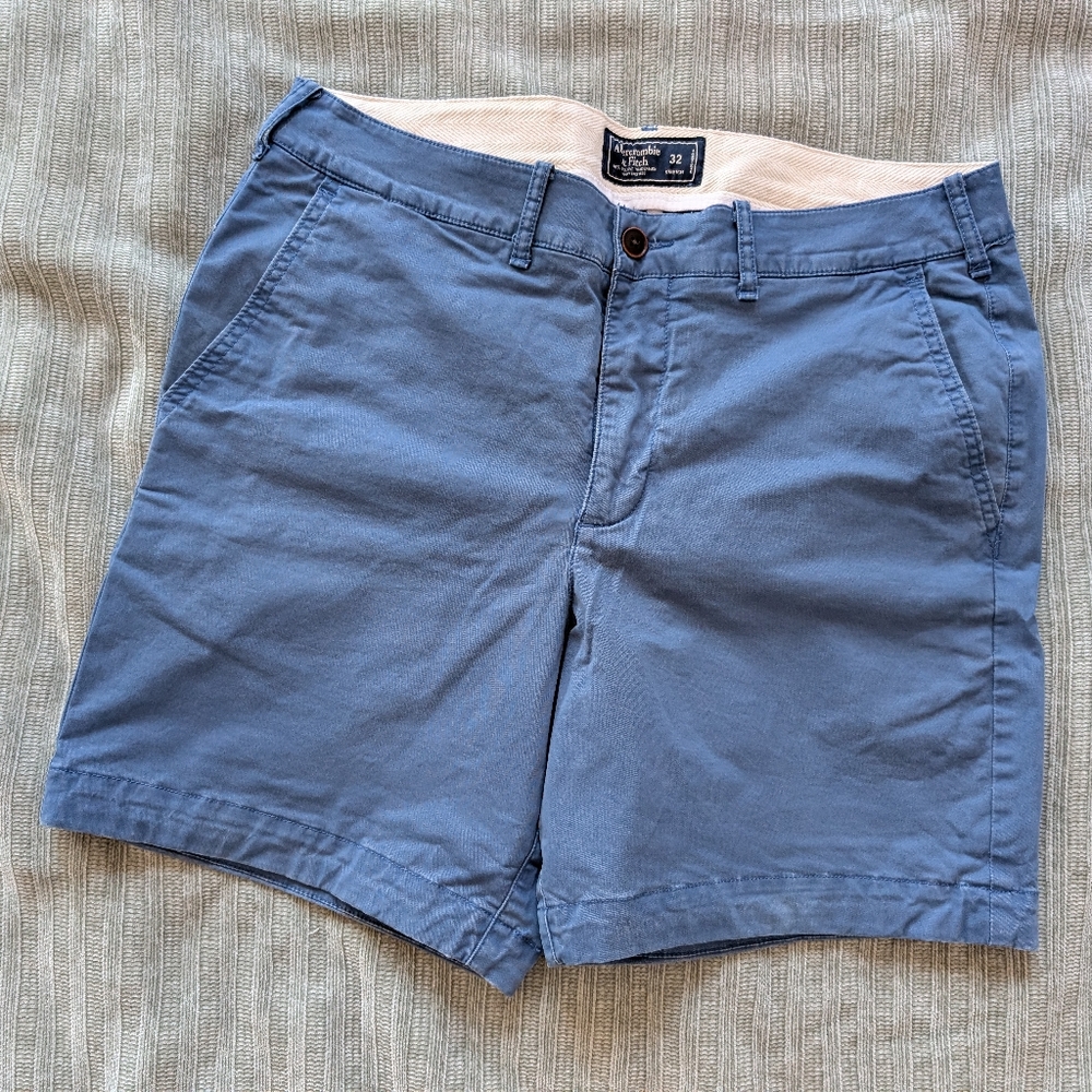 Blue Abercrombie shorts, in-seam 6.5in